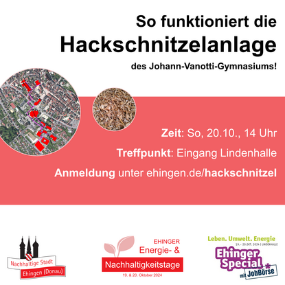 Plakat für Führung durch die Hackschnitzelanlage