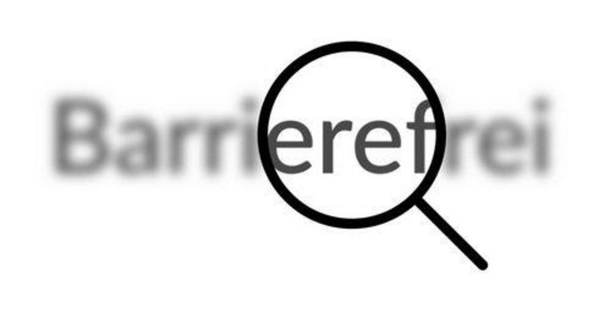 Schriftzug mit Lupe Barrierefreiheit 